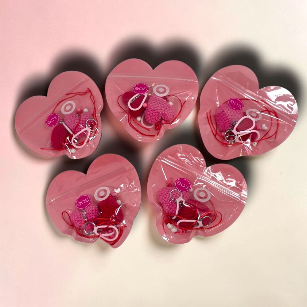 Target x EOS Valentine DIY Keychain Kit Crochet Heart Bag Charm Lot of 5 New